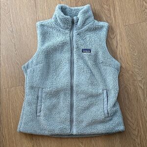 Patagonia Light Gray Sherpa Fleece Vest with Zip Pockets